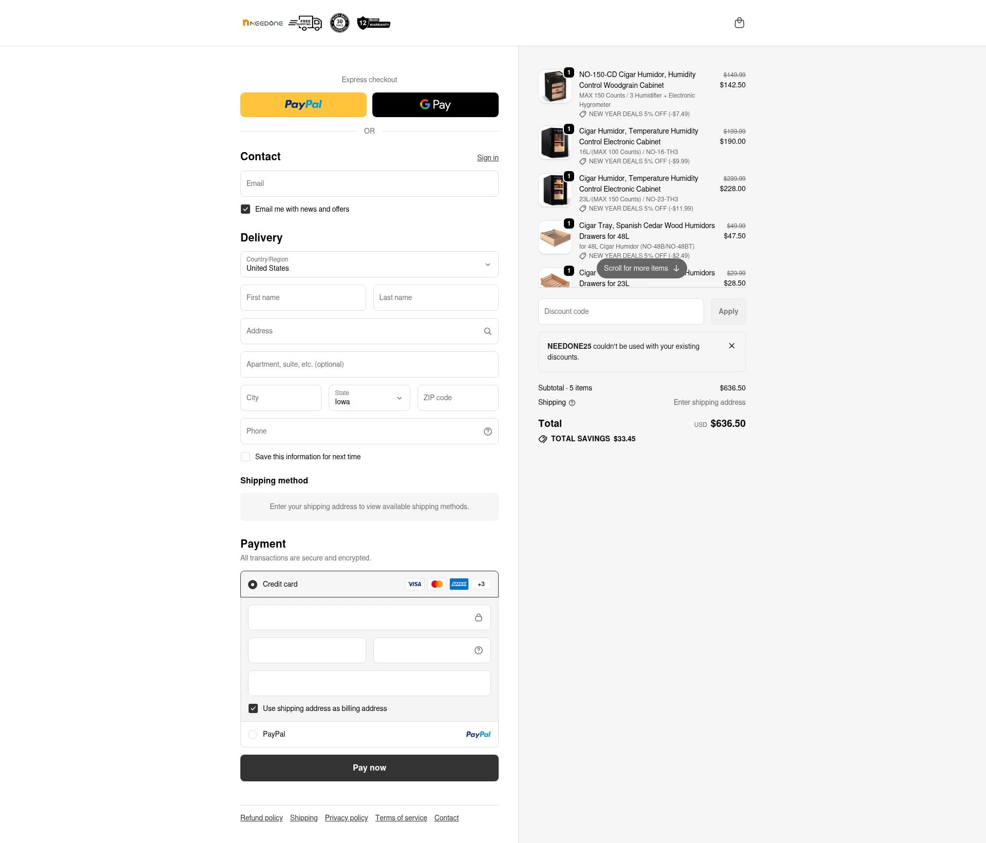 NEEDONE checkout page showing NEEDONE promo code box | Screenshot taken by SimplyCodes community member on Jan 8, 2026