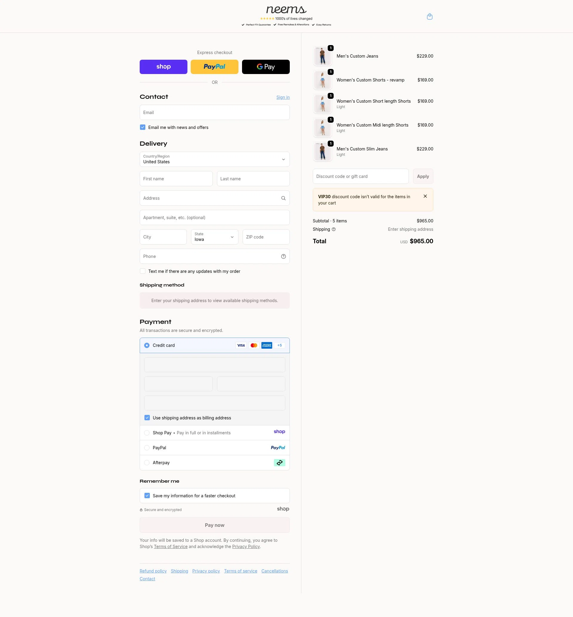 Neems checkout page showing Neems promo code box | Screenshot taken by SimplyCodes community member on Dec 28, 2025