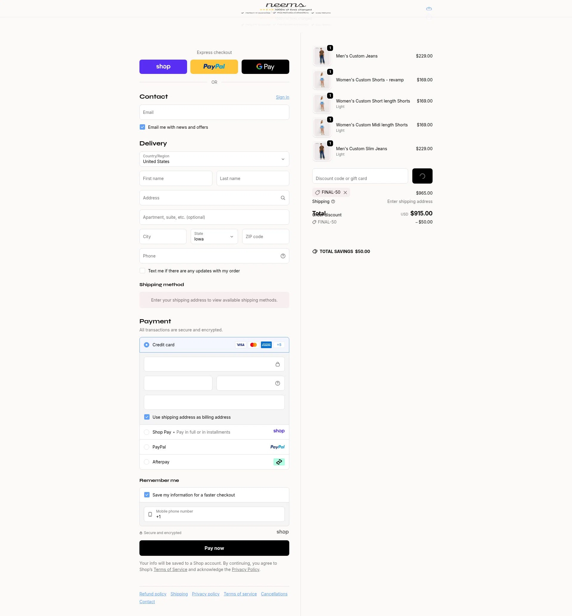 Neems checkout page showing Neems promo code box | Screenshot taken by SimplyCodes community member on Dec 23, 2025
