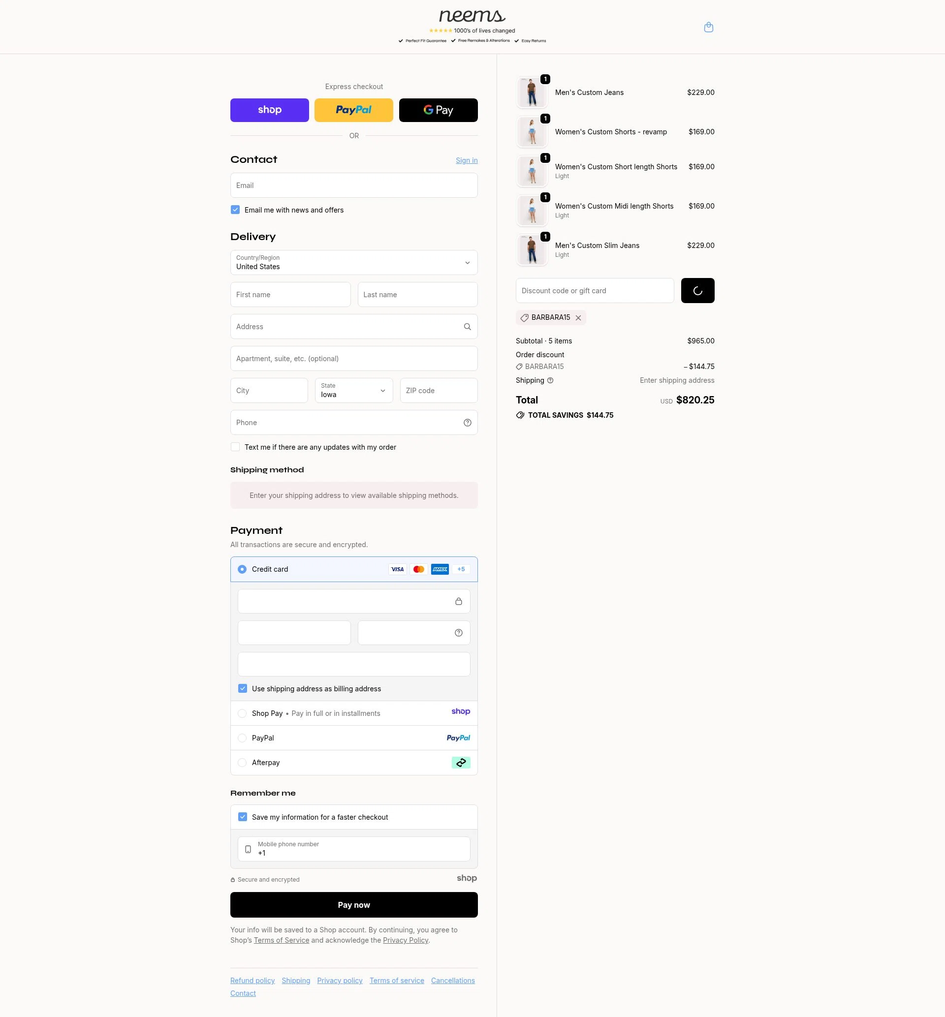 Neems checkout page showing Neems promo code box | Screenshot taken by SimplyCodes community member on Dec 23, 2025