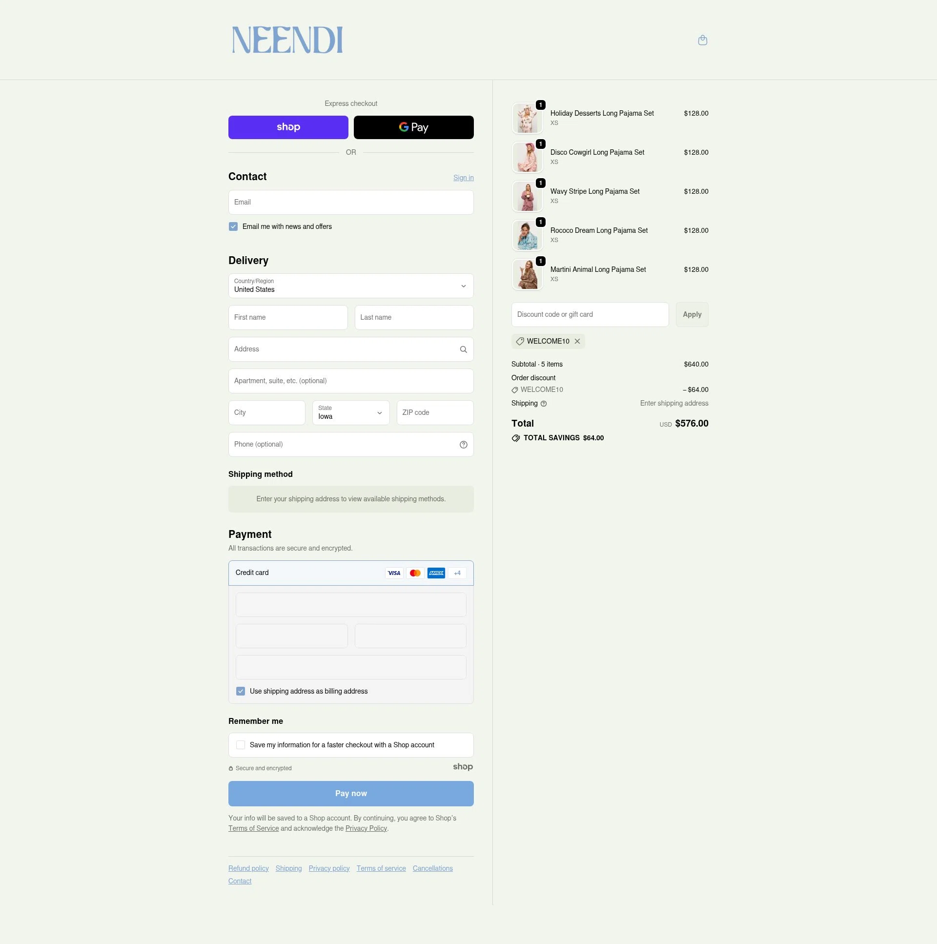 Neendi checkout page showing Neendi promo code box | Screenshot taken by SimplyCodes community member on Nov 22, 2025