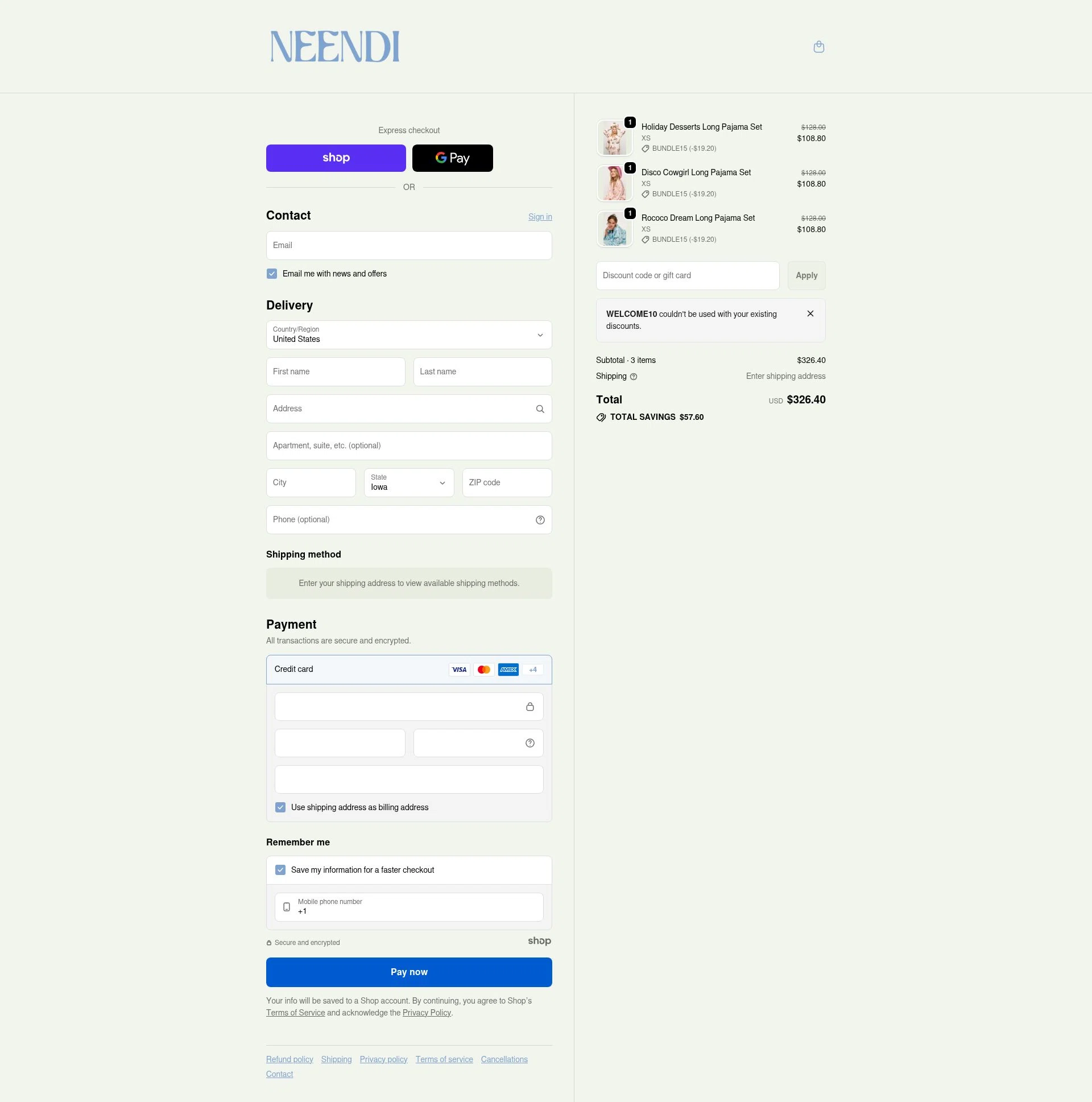 Neendi checkout page showing Neendi promo code box | Screenshot taken by SimplyCodes community member on Dec 21, 2025