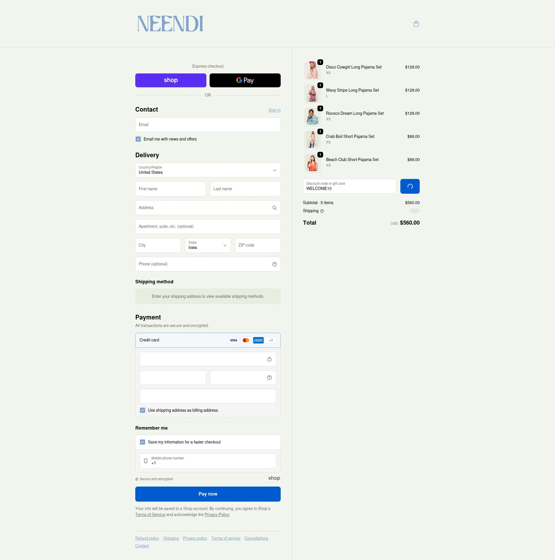 Neendi checkout page showing Neendi promo code box | Screenshot taken by SimplyCodes community member on Dec 26, 2025