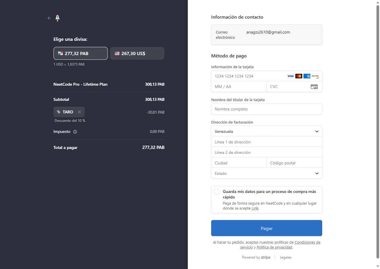 NeetCode checkout page showing NeetCode promo code box | Screenshot taken by SimplyCodes community member on Feb 17, 2026