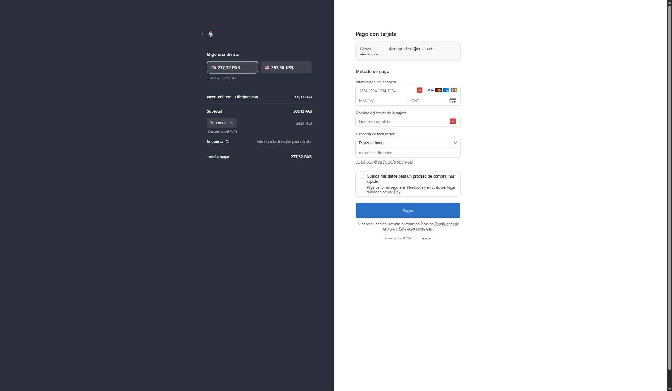 NeetCode checkout page showing NeetCode promo code box | Screenshot taken by SimplyCodes community member on Jan 15, 2026