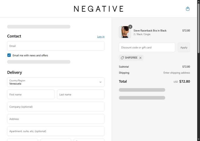 Negative Underwear checkout page showing Negative Underwear promo code box | Screenshot taken by SimplyCodes community member on May 3, 2025