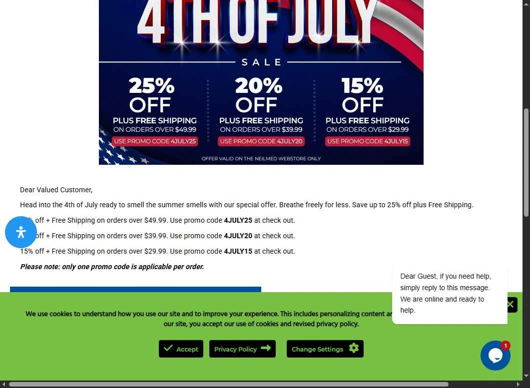 NeilMed checkout page showing NeilMed promo code box | Screenshot taken by SimplyCodes community member on Aug 21, 2025