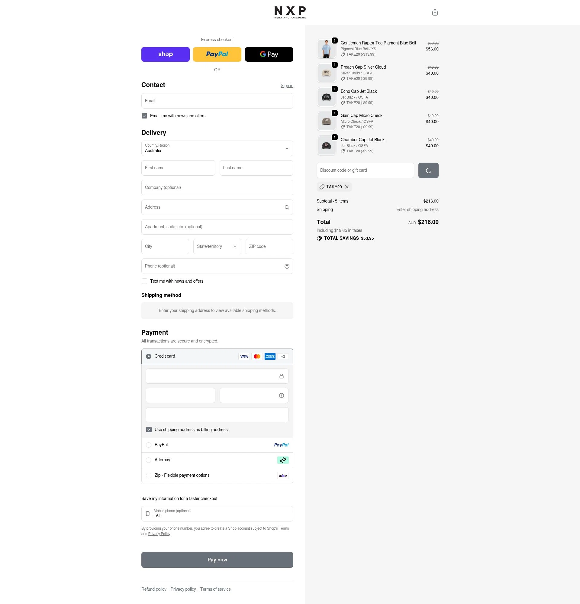 Nena & Pasadena checkout page showing Nena & Pasadena promo code box | Screenshot taken by SimplyCodes community member on Feb 7, 2026