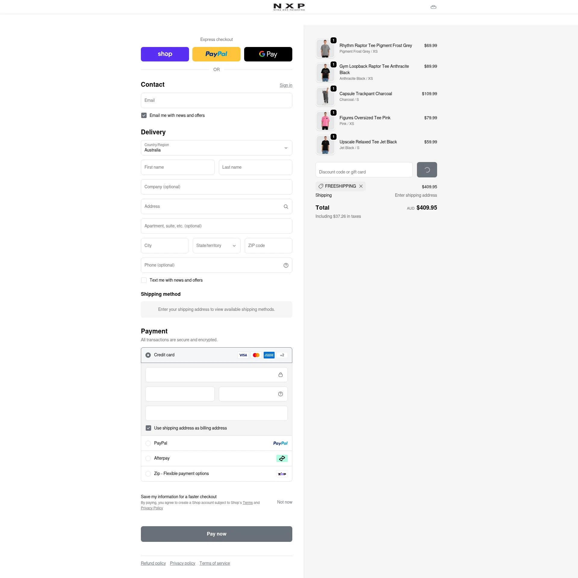 Nena & Pasadena checkout page showing Nena & Pasadena promo code box | Screenshot taken by SimplyCodes community member on Feb 16, 2026