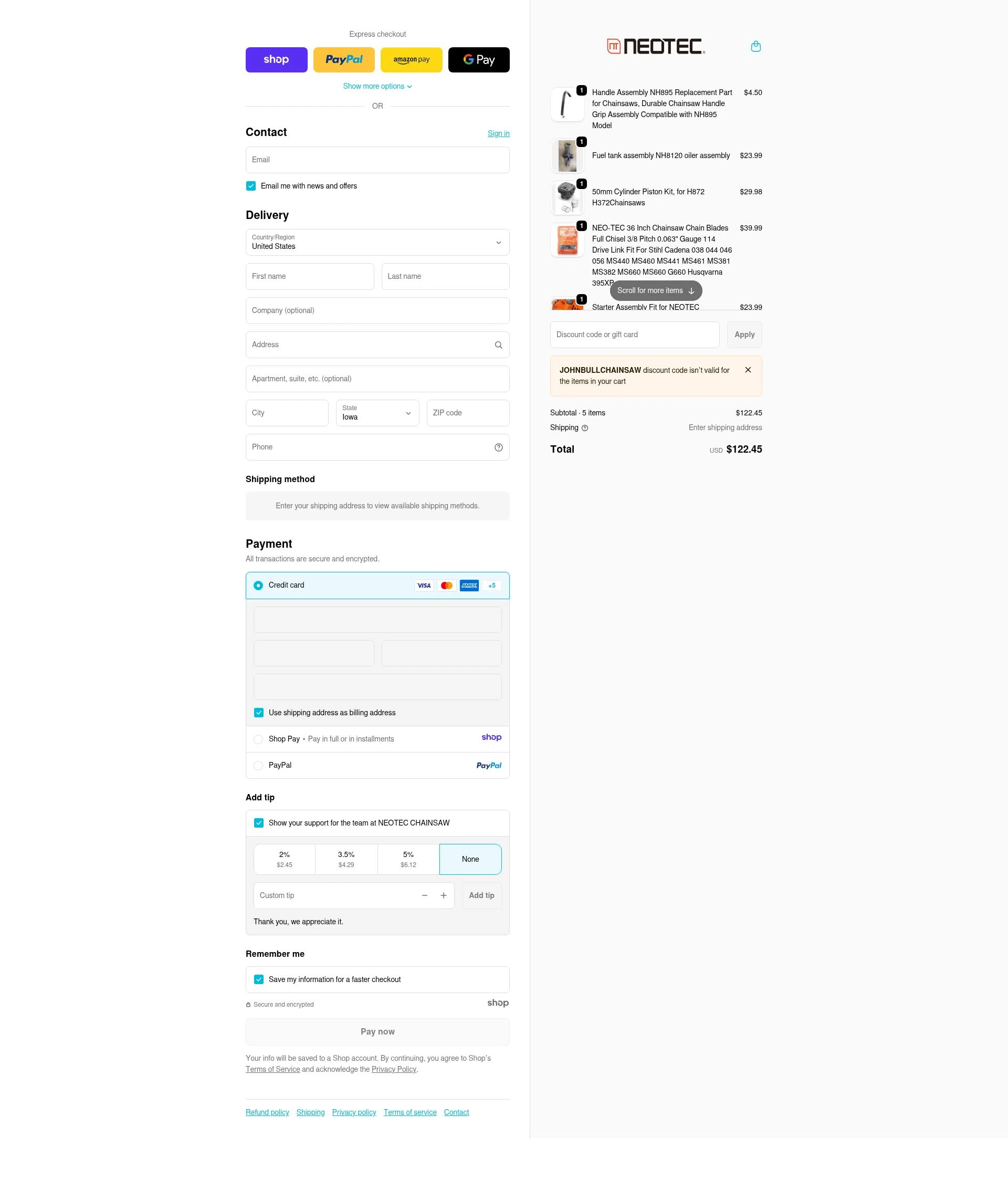 NEOTEC checkout page showing NEOTEC promo code box | Screenshot taken by SimplyCodes community member on Jan 2, 2026