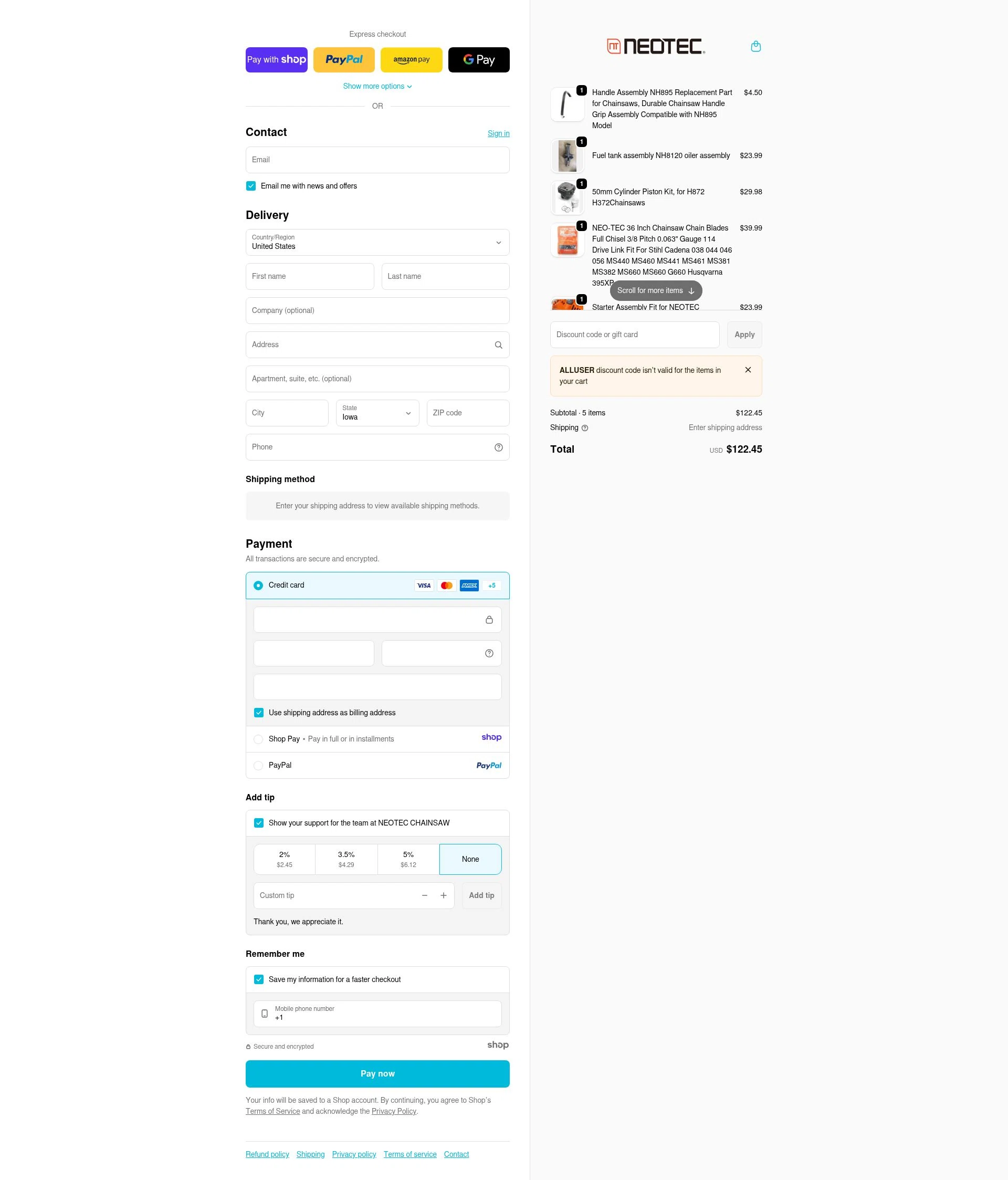 NEOTEC checkout page showing NEOTEC promo code box | Screenshot taken by SimplyCodes community member on Jan 7, 2026