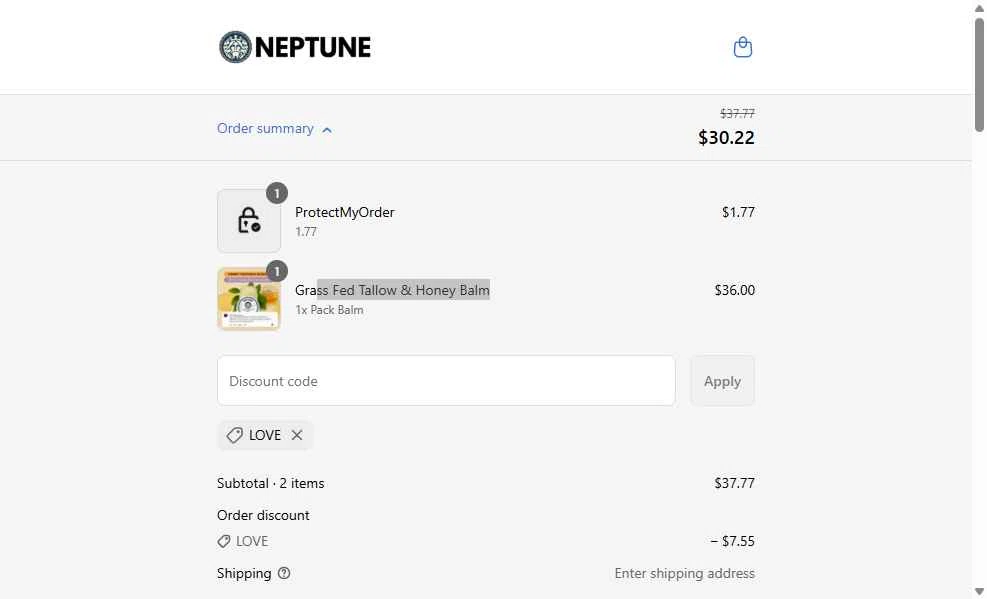 Neptune Gum checkout page showing Neptune Gum discount code box | Screenshot taken by SimplyCodes community member on Sep 15, 2025