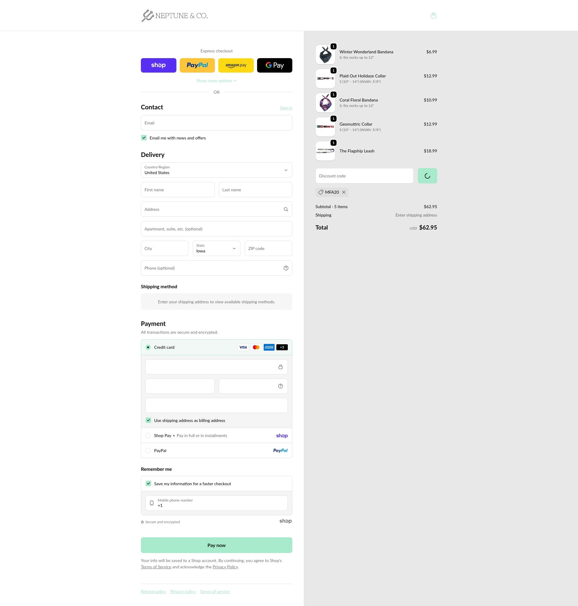 Neptune & Co checkout page showing Neptune & Co promo code box | Screenshot taken by SimplyCodes community member on Jan 29, 2026