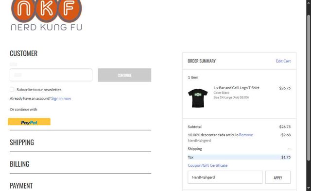 Nerd Kung Fu checkout page showing Nerd Kung Fu promo code box | Screenshot taken by SimplyCodes community member on Aug 28, 2025