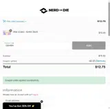 Nerd or Die coupon verification screenshot
