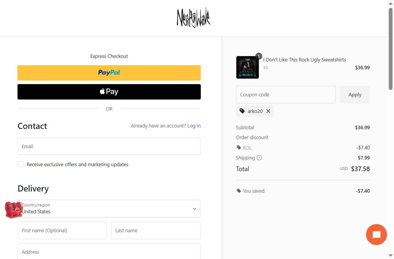 Nerdywave checkout page showing Nerdywave coupon code box | Screenshot taken by SimplyCodes community member on Dec 11, 2025