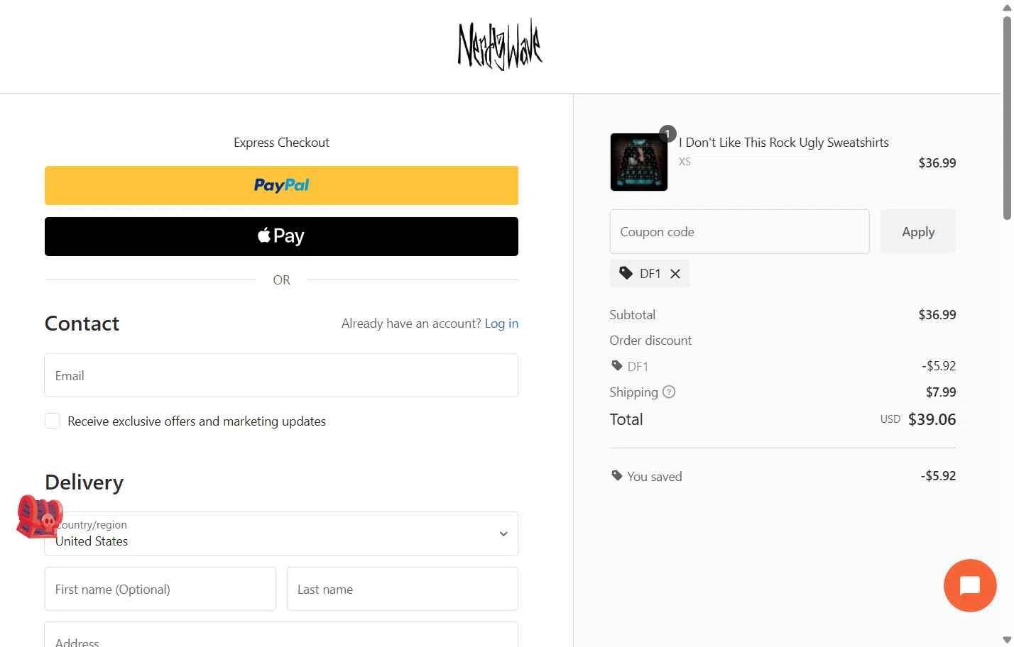Nerdywave checkout page showing Nerdywave coupon code box | Screenshot taken by SimplyCodes community member on Dec 11, 2025