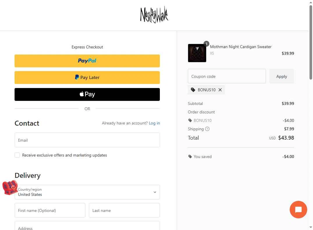 Nerdywave checkout page showing Nerdywave coupon code box | Screenshot taken by SimplyCodes community member on Dec 26, 2025