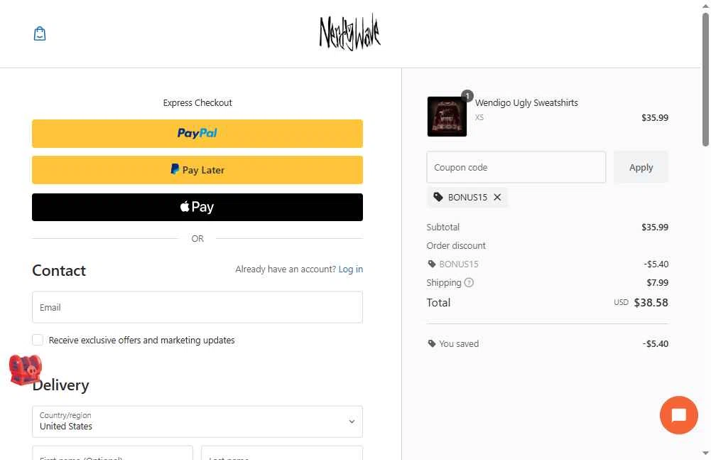 Nerdywave checkout page showing Nerdywave coupon code box | Screenshot taken by SimplyCodes community member on Dec 17, 2025