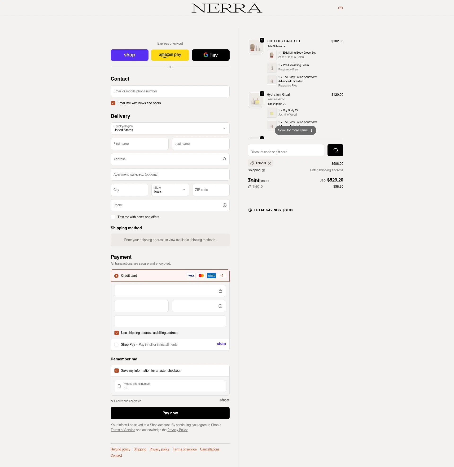 NERRĀ checkout page showing NERRĀ promo code box | Screenshot taken by SimplyCodes community member on Dec 28, 2025