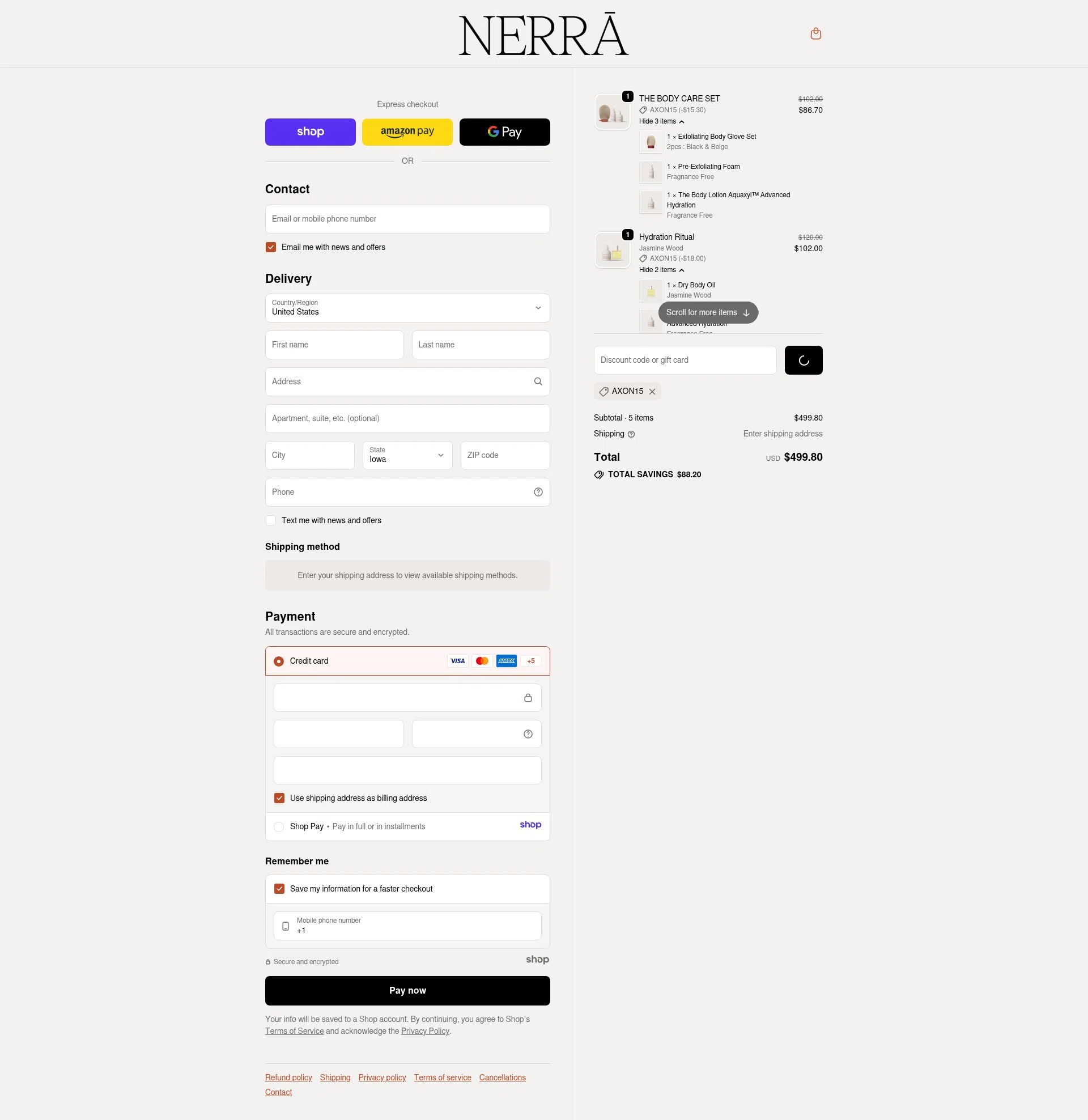 NERRĀ checkout page showing NERRĀ promo code box | Screenshot taken by SimplyCodes community member on Dec 28, 2025