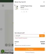 Nesa's Hemp coupon verification screenshot