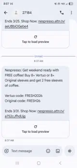 Nespresso coupon verification screenshot