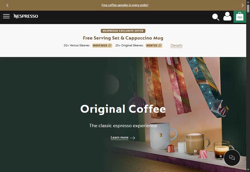 Nespresso checkout page showing Nespresso promo code box | Screenshot taken by SimplyCodes community member on Dec 5, 2025