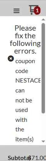 NESTACEU coupon verification screenshot