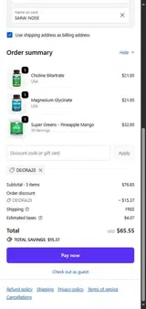 DEIDRA20 coupon verification screenshot