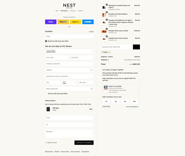 NEST New York checkout page showing NEST New York promo code box | Screenshot taken by SimplyCodes community member on Sep 3, 2025