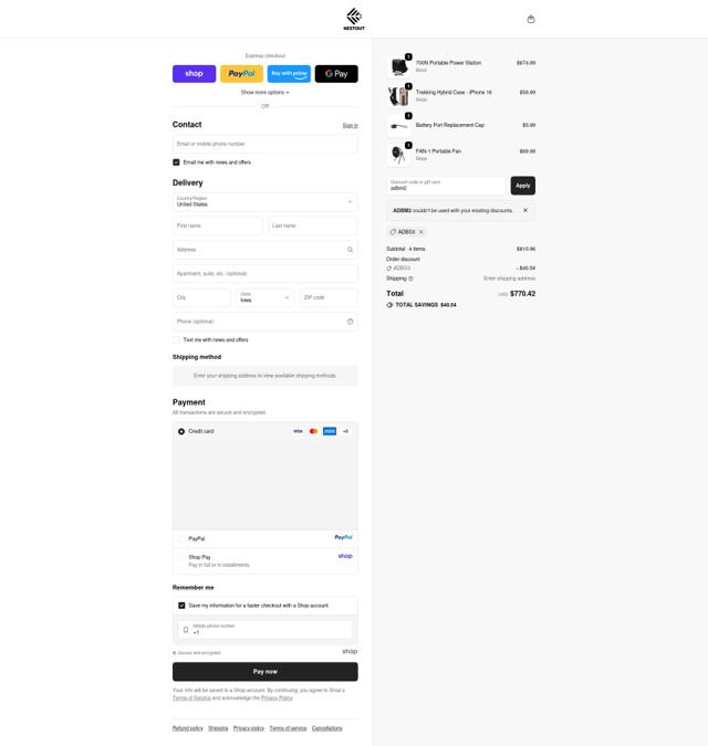 NESTOUT checkout page showing NESTOUT discount code box | Screenshot taken by SimplyCodes community member on Oct 4, 2025