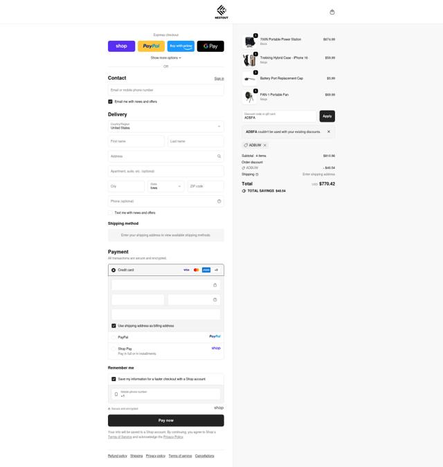 NESTOUT checkout page showing NESTOUT discount code box | Screenshot taken by SimplyCodes community member on Oct 4, 2025