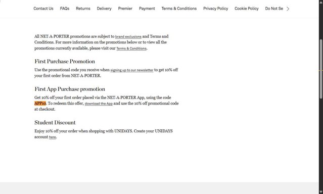 Net-A-Porter checkout page showing Net-A-Porter promo code box | Screenshot taken by SimplyCodes community member on Aug 25, 2025