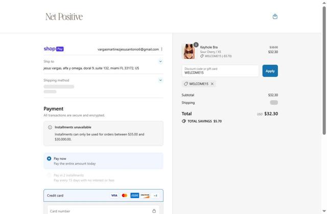Net Positive checkout page showing Net Positive promo code box | Screenshot taken by SimplyCodes community member on Aug 8, 2025