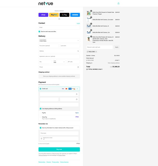 Netvue checkout page showing Netvue promo code box | Screenshot taken by SimplyCodes community member on Sep 6, 2025