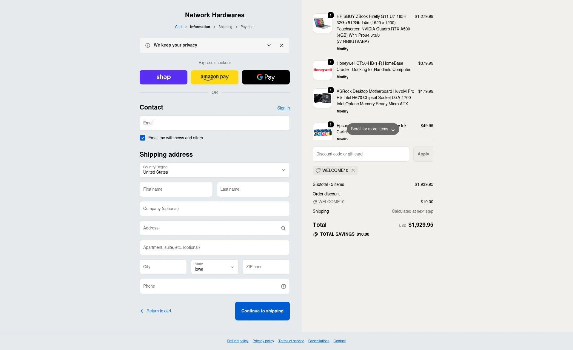 Networking Hardwares checkout page showing Networking Hardwares promo code box | Screenshot taken by SimplyCodes community member on Sep 29, 2025