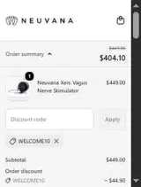 WELCOME10 coupon verification screenshot