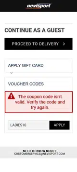 LADIES10 coupon verification screenshot