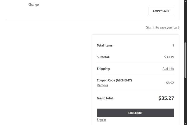 New Directions Aromatics checkout page showing New Directions Aromatics coupon code box | Screenshot taken by SimplyCodes community member on May 16, 2025