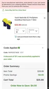 New England Revolution coupon verification screenshot