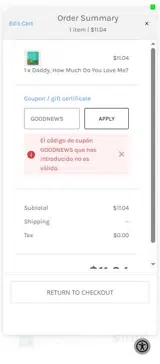 GOODNEWS coupon verification screenshot