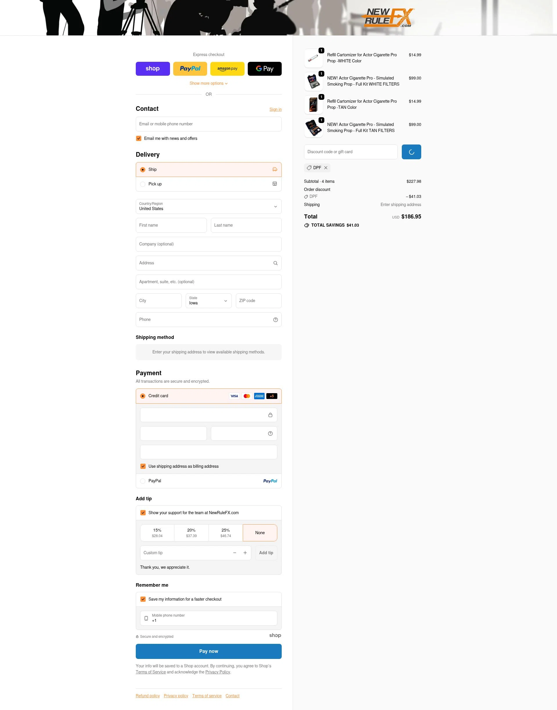 NewRuleFX.com checkout page showing NewRuleFX.com discount code box | Screenshot taken by SimplyCodes community member on Dec 29, 2025