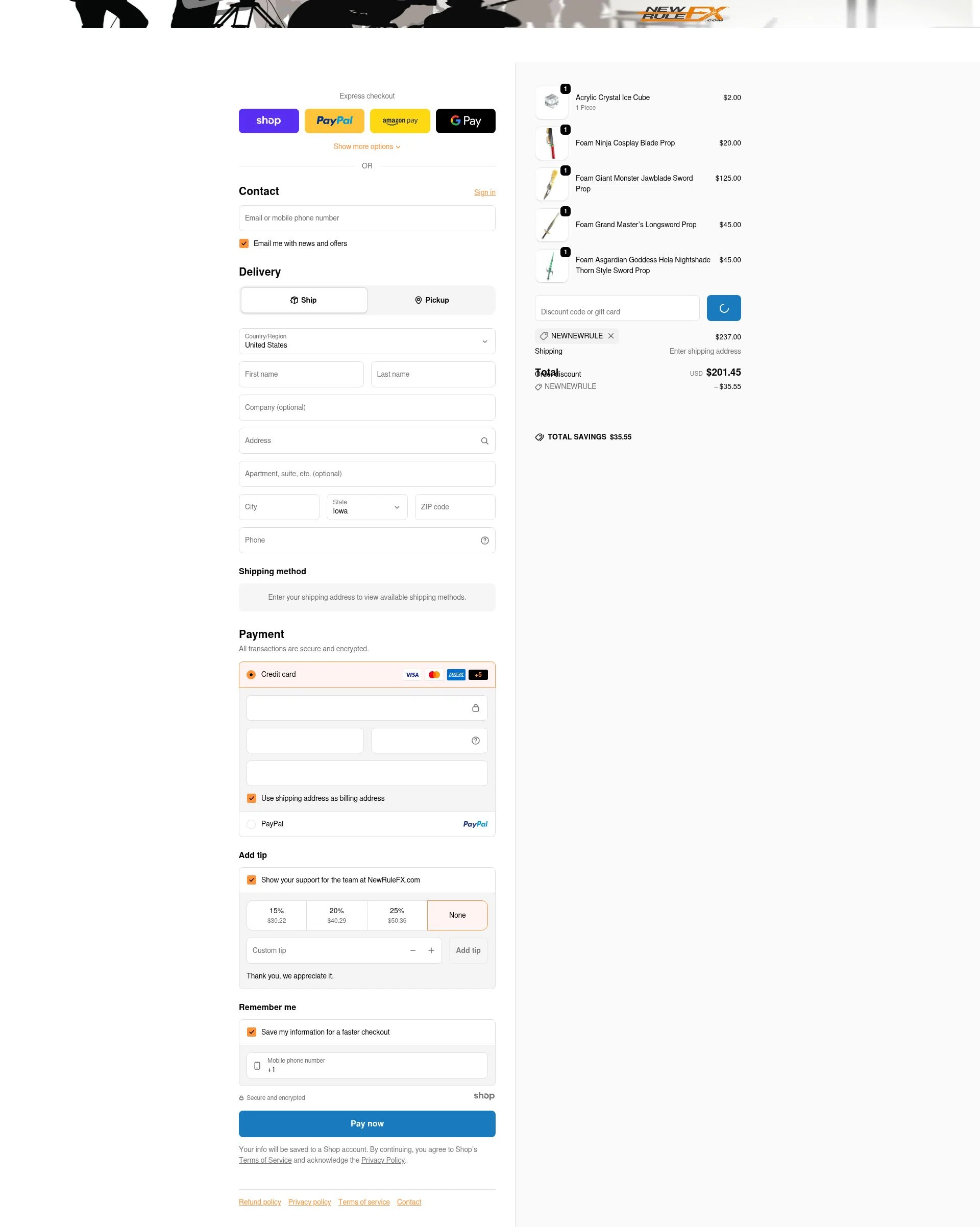 NewRuleFX.com checkout page showing NewRuleFX.com discount code box | Screenshot taken by SimplyCodes community member on Jan 18, 2026