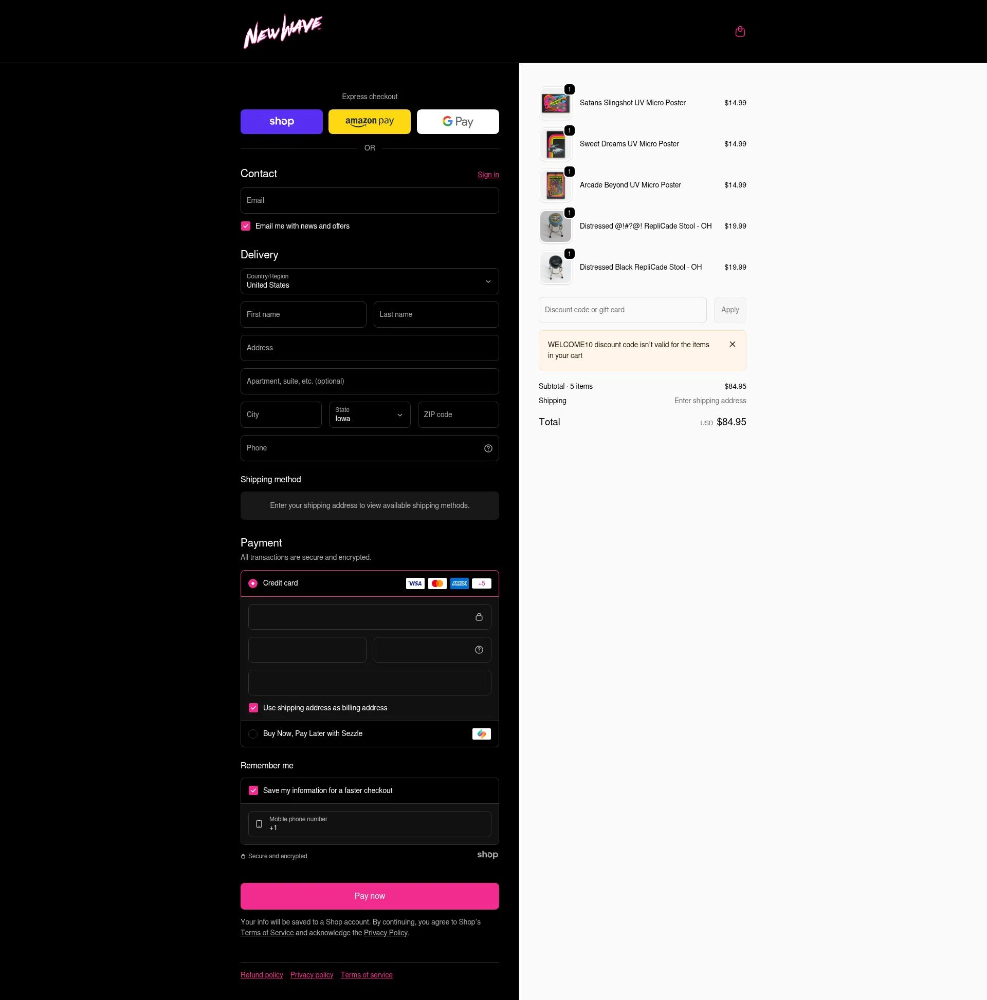 New Wave Toys checkout page showing New Wave Toys discount code box | Screenshot taken by SimplyCodes community member on Jan 22, 2026