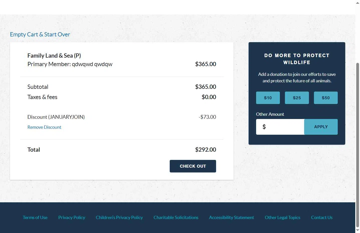 New York Aquarium checkout page showing New York Aquarium promo code box | Screenshot taken by SimplyCodes community member on Jan 2, 2026