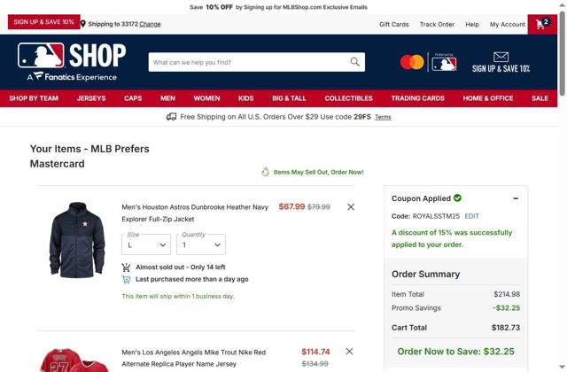 New York Mets checkout page showing New York Mets promo code box | Screenshot taken by SimplyCodes community member on Sep 7, 2025