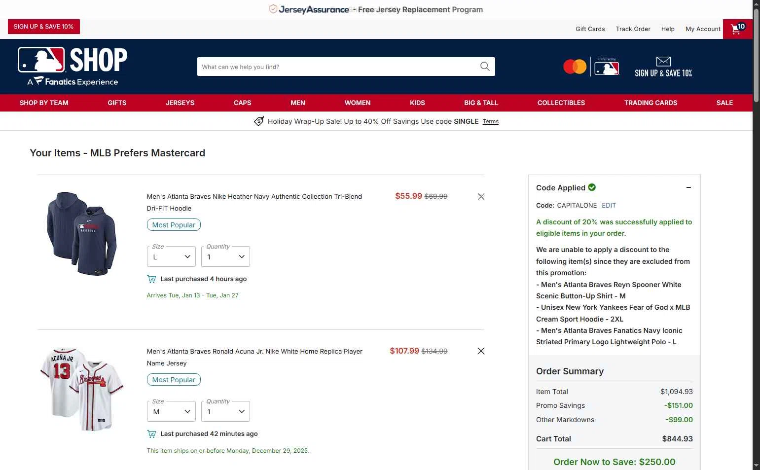 New York Yankees checkout page showing New York Yankees promo code box | Screenshot taken by SimplyCodes community member on Dec 27, 2025