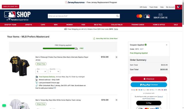 New York Yankees checkout page showing New York Yankees promo code box | Screenshot taken by SimplyCodes community member on Sep 7, 2025