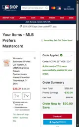New York Yankees coupon verification screenshot